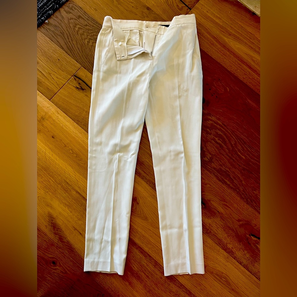 Rag & bone ankle length cream white suit pants with piping, size 2